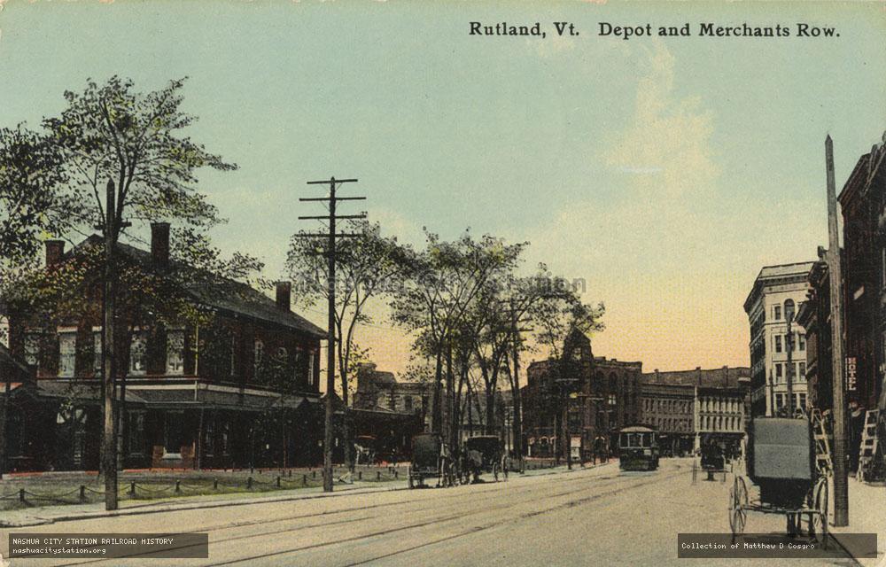 Postcard: Rutland, Vermont, Depot and Merchants Row